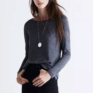 Madewell Grey Long Sleeve Anthem Boatneck Tee